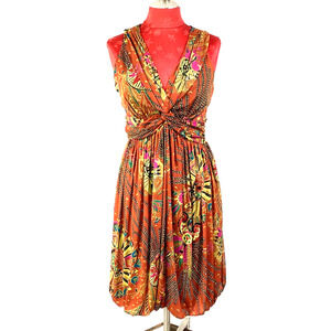 Dressbarn Sleeveless Cocktail Dress Size 8 Bubble Hem Multicolor Tribal Print